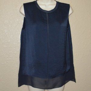 Sz S Vince Navy Black Silk Sleeveless Blouse